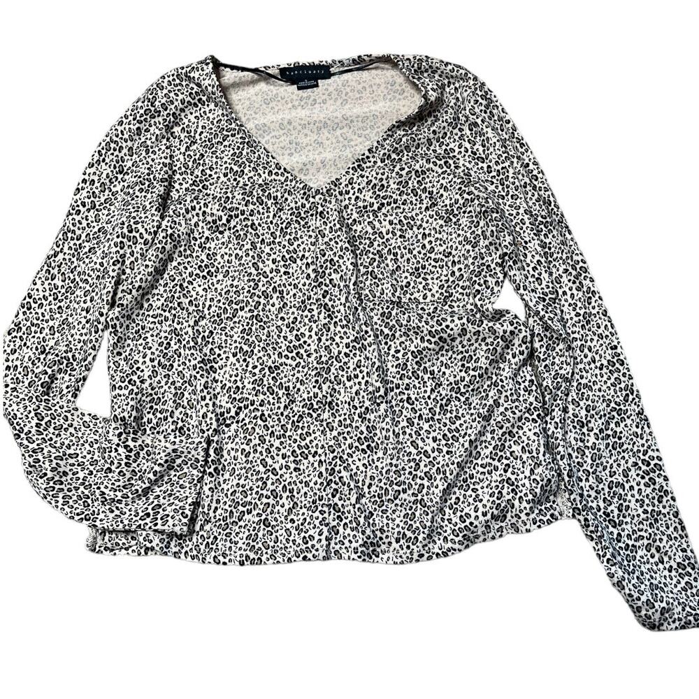 Sanctuary animal print leopard long sleeve v-neck sweater small